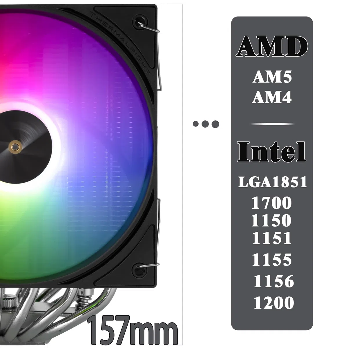 TR-Thermalright Peerless Assassin 120 ARGB Black V3 CPU-Kühler,Doppel-Tower mit 6 Heatpipes Kommt mit schwarzer Top-Abdeckung, zwei 120mm PWM-Lüftern-2000U/min, für AM5/AM4, LGA1851/1700/115x/1200