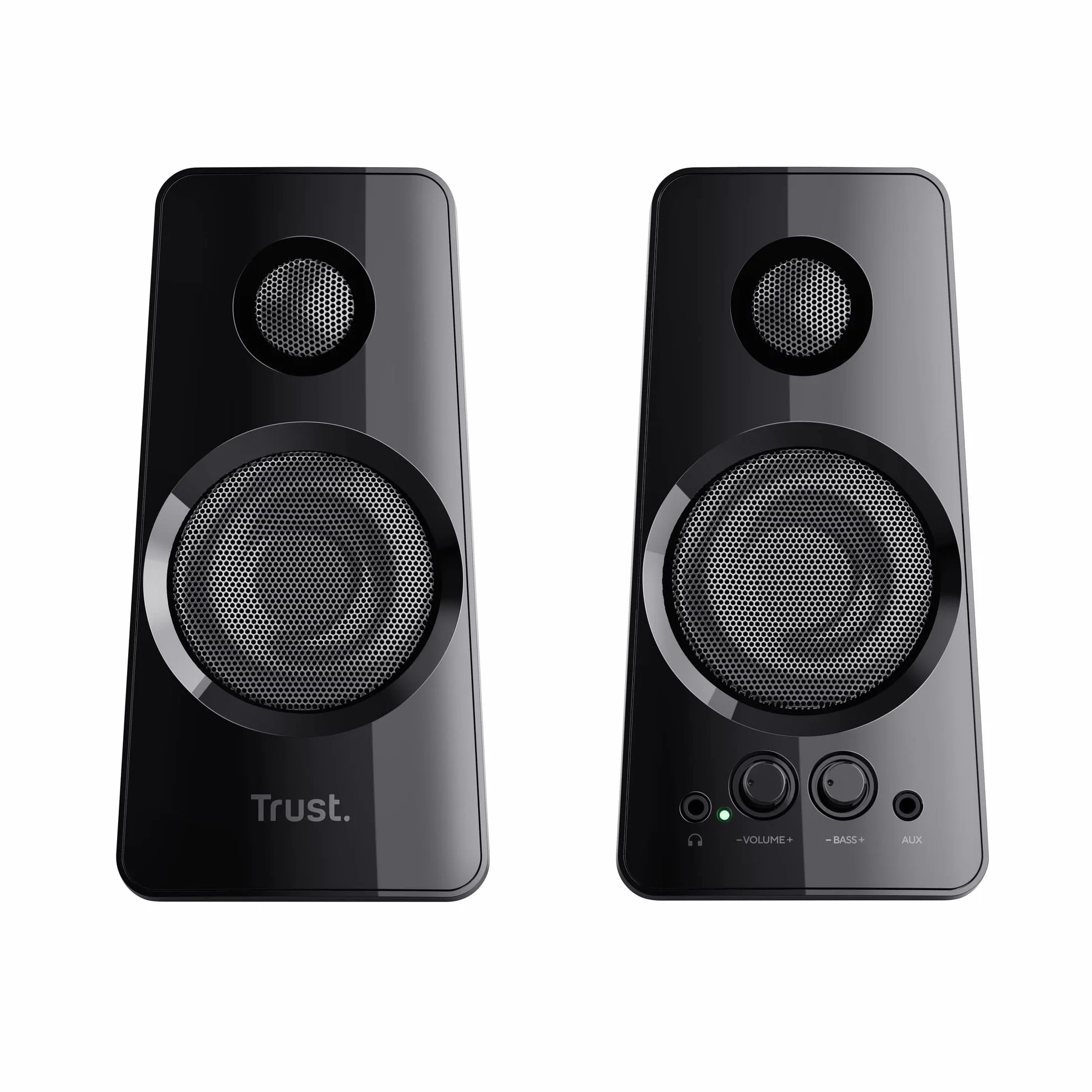 Trust Tytan 2.0 Lautsprecherset, 36 W (18 W RMS), Computer Boxen, Lautstärke- und Bassregler, Kopfhöreranschluss, USB-Betrieb PC Lautsprecher für Laptop, Smartphone, Tablet - Schwarz