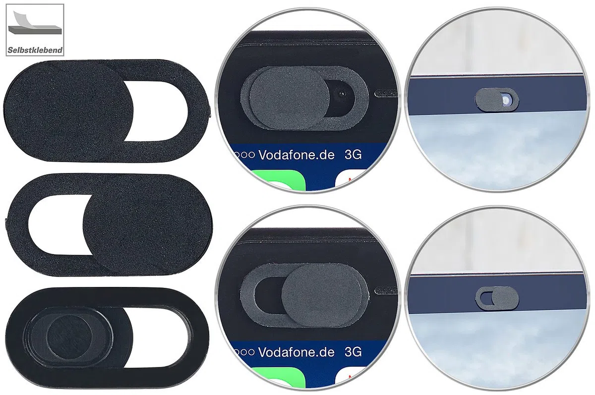 PEARL Webcam Schutz: 6er-Set Universal-Webcam-Abdeckungen mit Schiebe-Mechanismus (Kamera Schieber, Webcam Abdeckung Laptop, iPhone Smartphone)