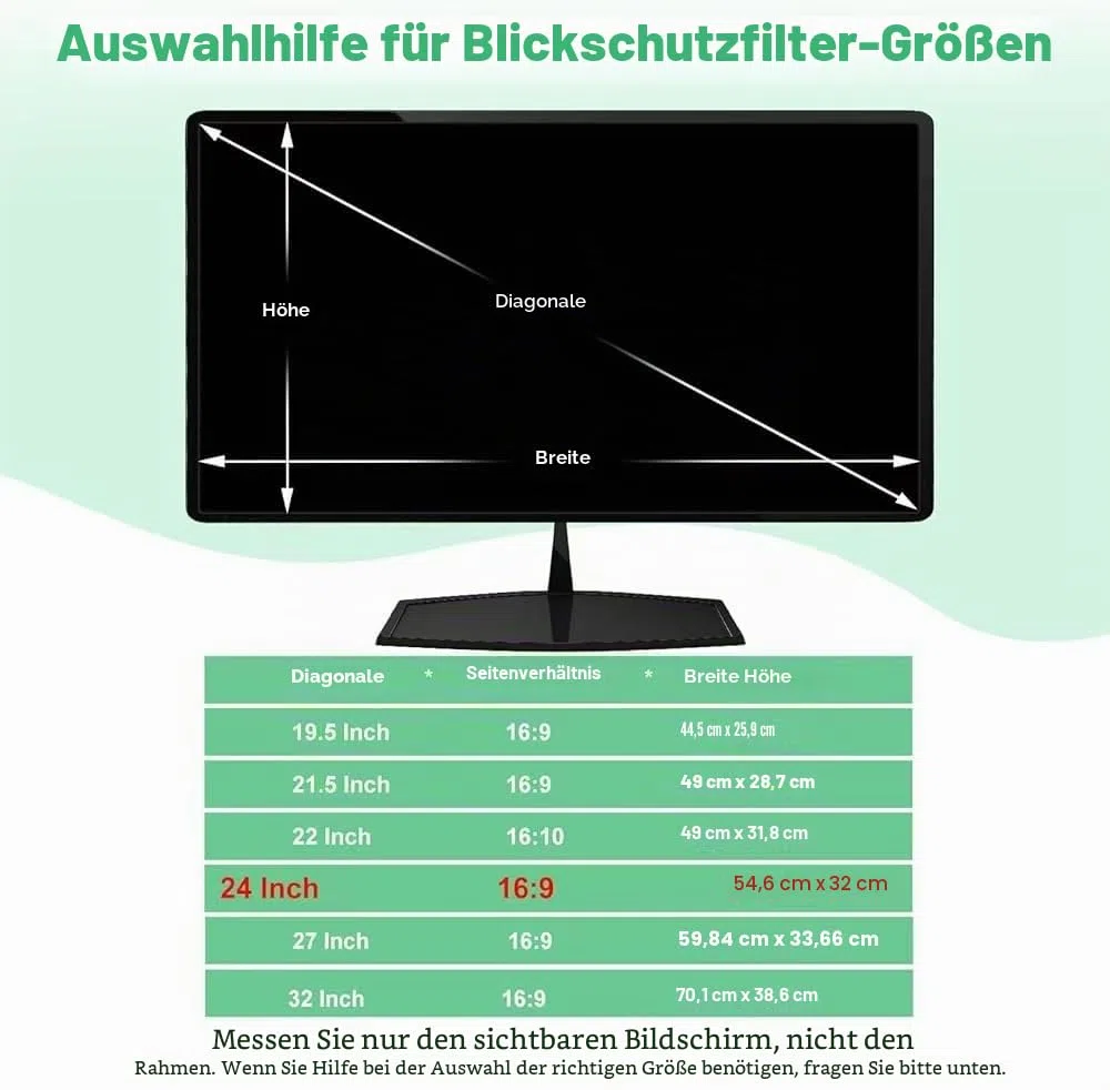 Blickschutzfolie 24 zoll 16:9 für Monitor Hängenden,Anti-Blaulicht 24" Sichtschutzfolie Bildschirm, Blendschutz Sichtschutz Monitor, Abnehmbar Computer Privacy Screen für Büro