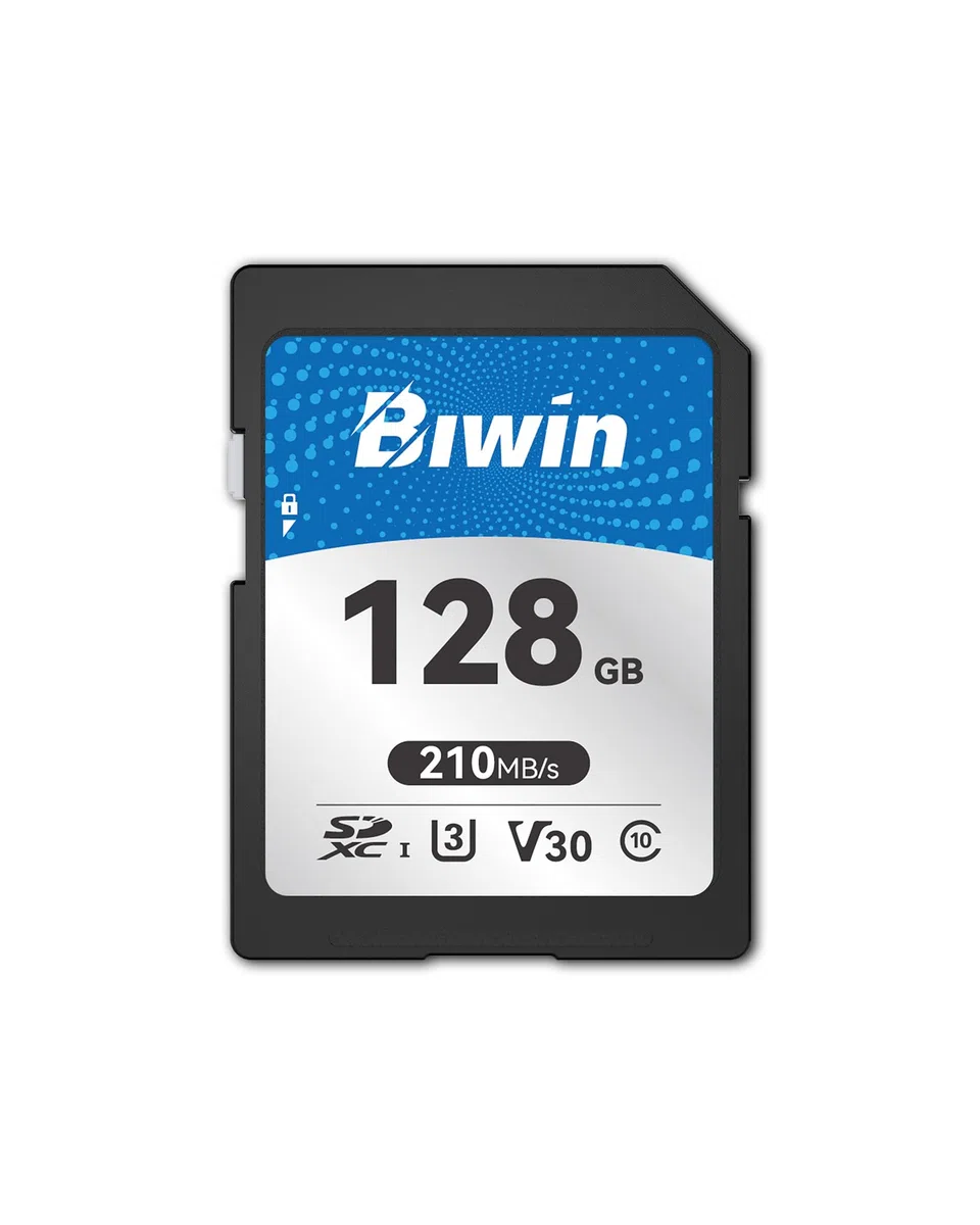 Biwin SD210 SD-Karte 128GB, SDXC V30 4K UHD Klasse 10, robuste UHS-I-Speicherkarte für Kamera, bis zu 210 MB/s Lesegeschwindigkeit, professionelle Lösung für Kreatoren
