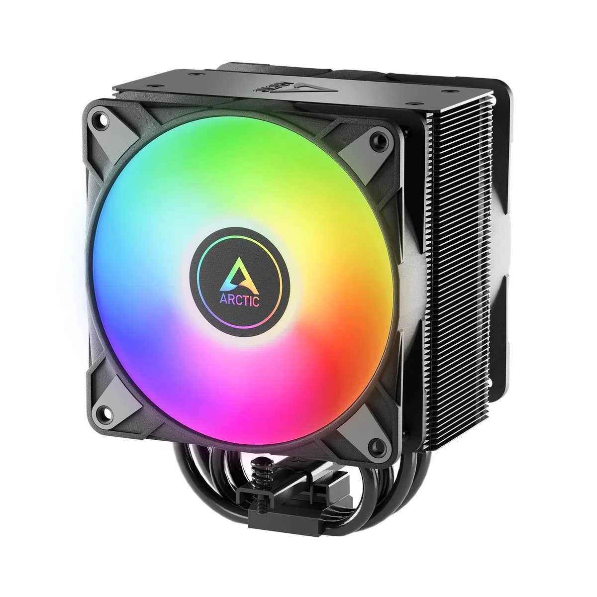 ARCTIC Freezer 36 A-RGB - CPU Kühler mit Push-Pull & ARGB Beleuchtung für Intel & AMD, Single-Tower, 2 druckoptimierte 120 mm P-Lüfter, 200–2000 rpm, Hydrodynamisches Gleitlager, inkl. MX-6 - Schwarz
