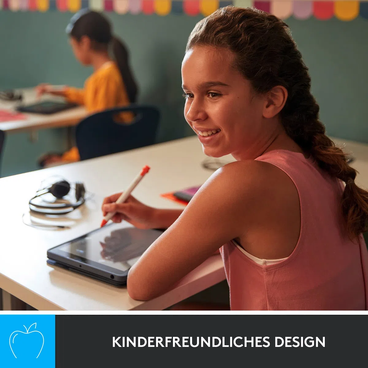 Logitech Crayon Digital Pencil for Education, digitaler Zeichenstift für alle ab 2018 veröffentlichten iPads mit Apple Pencil Technologie, Anti-Roll-Design und dynamischem Smart-Tip - Silber