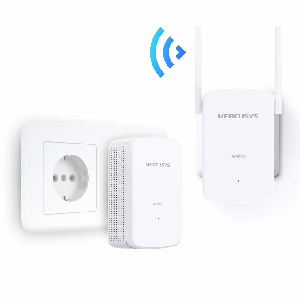 Mercusys Powerline WLAN MP510 KIT, 1000 Mbit/s HomePlug AV2, 300 Mbit/s WLAN, Gigabit Port, Plug & Play