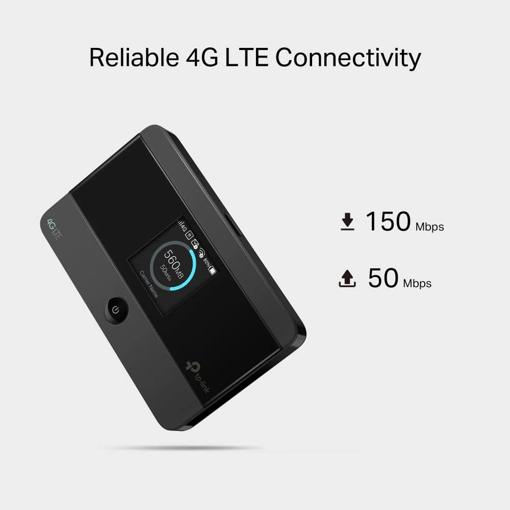 TP-Link M7352 Mobiler 4G-LTE-WLAN-Router mit bis zu 150 Mbit/s, Farb-LCD-Display, 2100-mAh-Akku (bis zu 10 Stunden Betriebszeit), verbindet bis zu 10 Geräte gleichzeitig