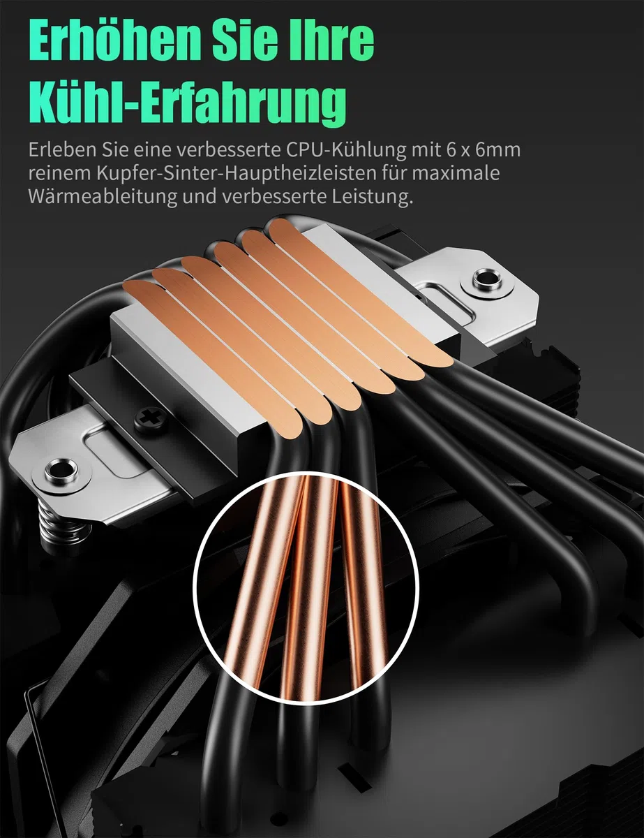 upHere gaming CPU Cooler,Dual Tower 6 Heat Pipes CPU Kühler,2 * 120MM PWM Lüfter,Ohne Entfernen des Lüfters zu Installieren den CPU Kühler,für AMD AM4 AM5/Intel 2011/2066 (X79/X99),PC Kühler,UE2K6.