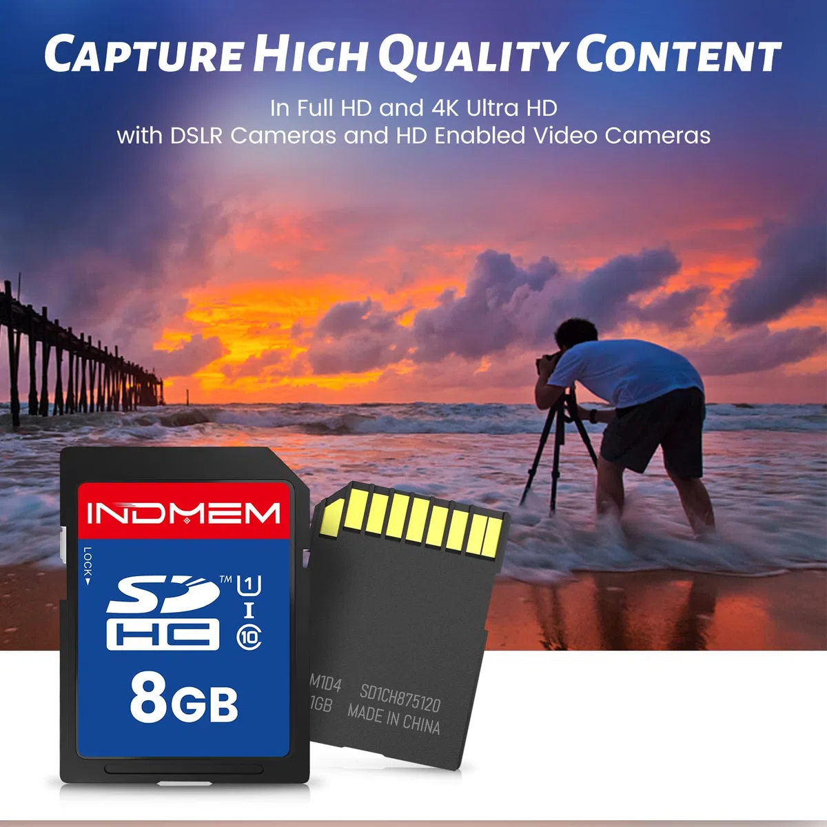SD Card 8GB, SD Memory Card 8GB UHS-I SDHC U1 Class 10, High Speed Card for Digital Camera, Computer, Trail Camera 5 Packs