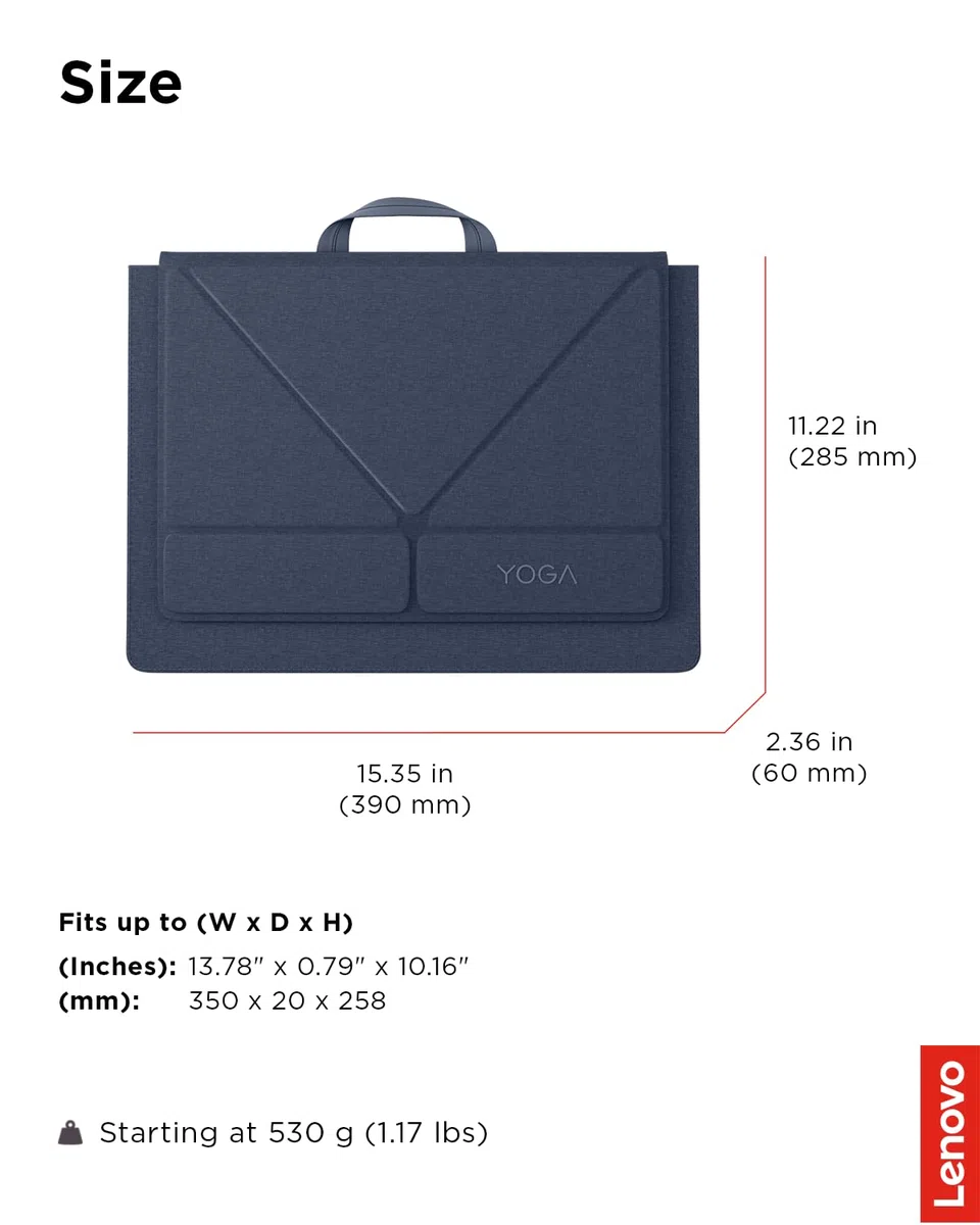 Lenovo Yoga Tote Sleeve | Flexibel Laptophülle 16 Zoll | Schlank und Leicht | Farbe Cosmic Blau