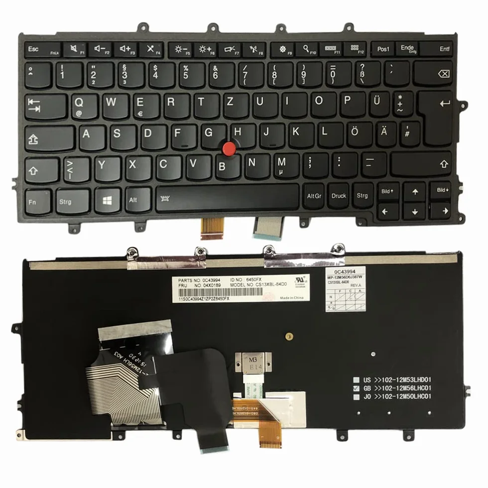 Gintai Ersatztaste Tastatur Deutsch Keyboard QWERTZ Backlit für Lenovo ThinkPad X230S, X240, X240S, X250, X260, X270, A275 04X0189 04X0227 0C43994 0C44032 CS13XBL-84D0 Backlit Hintergrundbeleuchtung