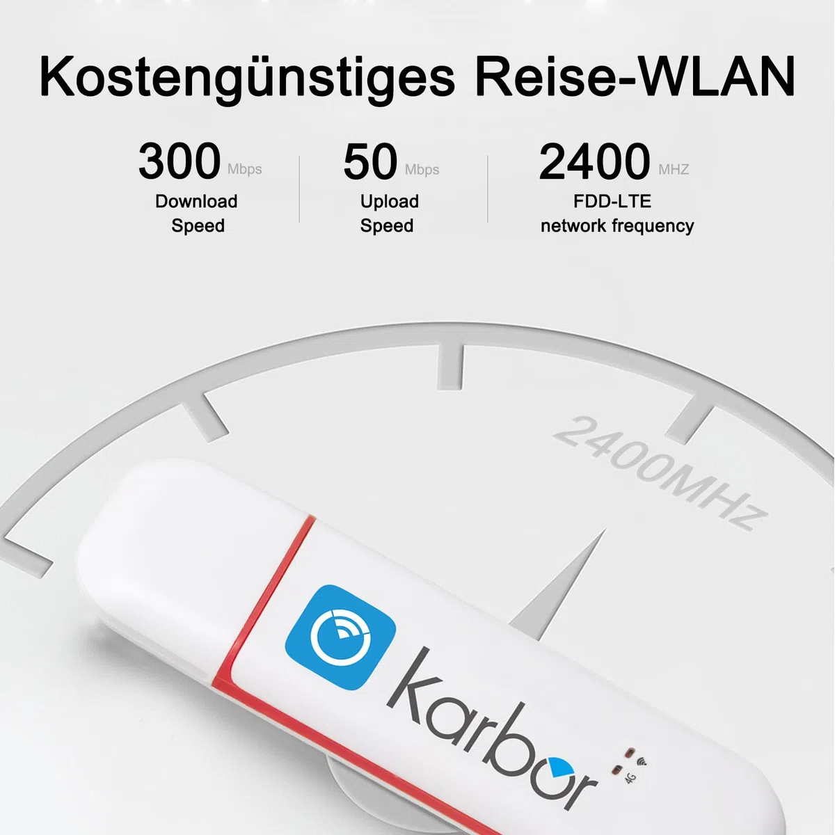 4G LTE WLAN-USB-Modem, 300 Mbit/s kostengünstiger WLAN Stick USB-Mobil-Breitband-Dongle, verbindet bis zu 10 Geräte, ideal für Geschäft und Reisen (1 Stück Externe Antenne enthalten)