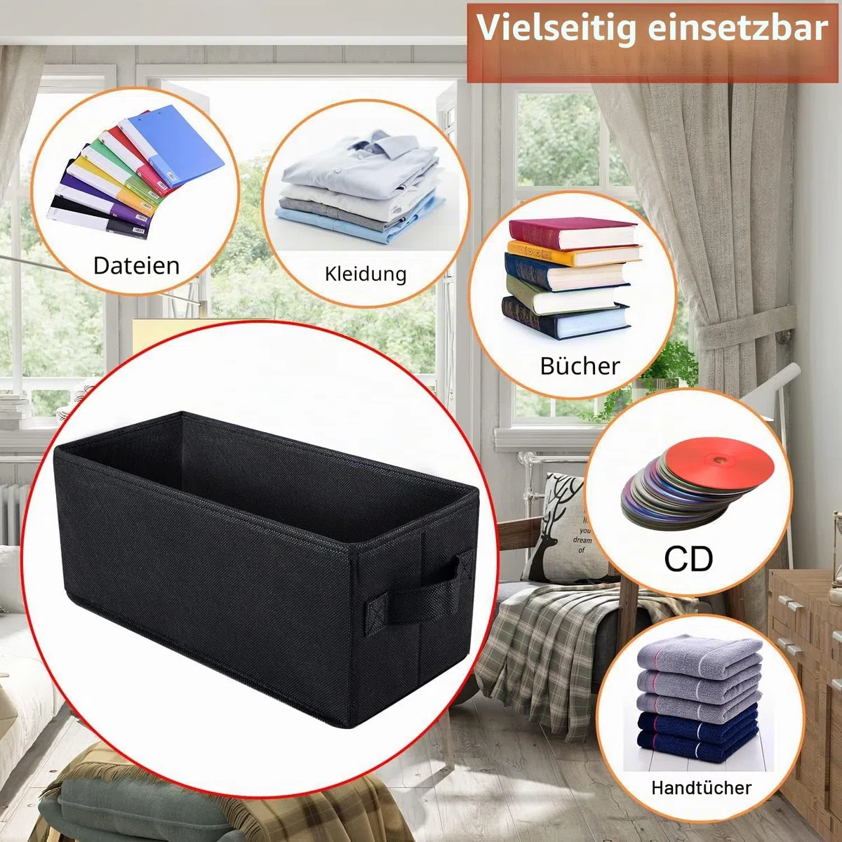 UENTIP CD-Aufbewahrungsbox, 1 Stück, CD-Hülle, 33,5 x 15 x 13,5 cm, Behälter für 240 CDs in vollen Juwelenhüllen, 480 CDs in schlanken Hüllen und 1320 CDs in CD-Hüllen (black, 8pack-black)