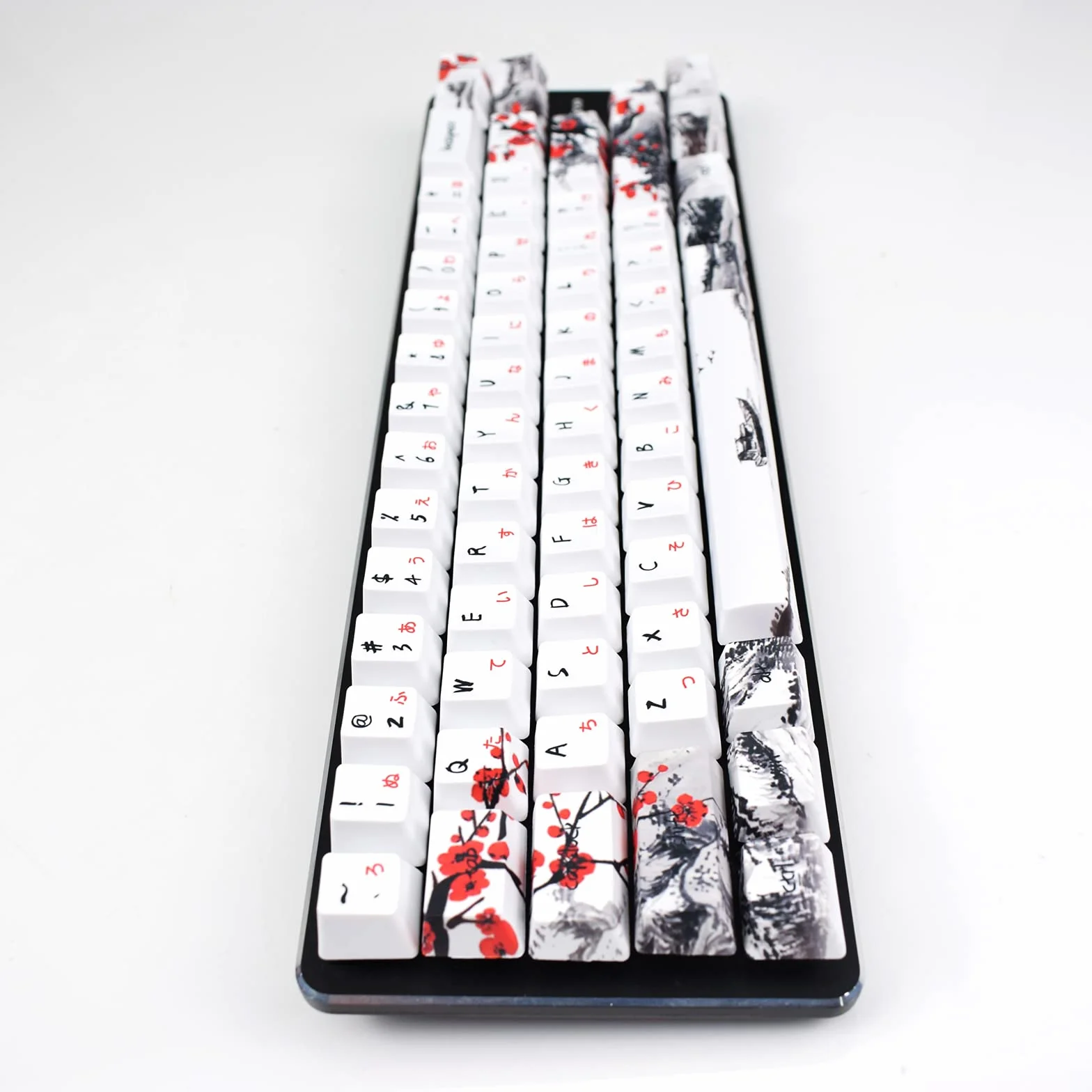 MOLGRIA Tastenkappen 71 Set für Gaming mechanische Tastatur, benutzerdefinierte PBT OEM Profile Tastenkappen japanische Schriftart für Cherry MX 71/61 60% Tastatur (Pflaumenblüte)
