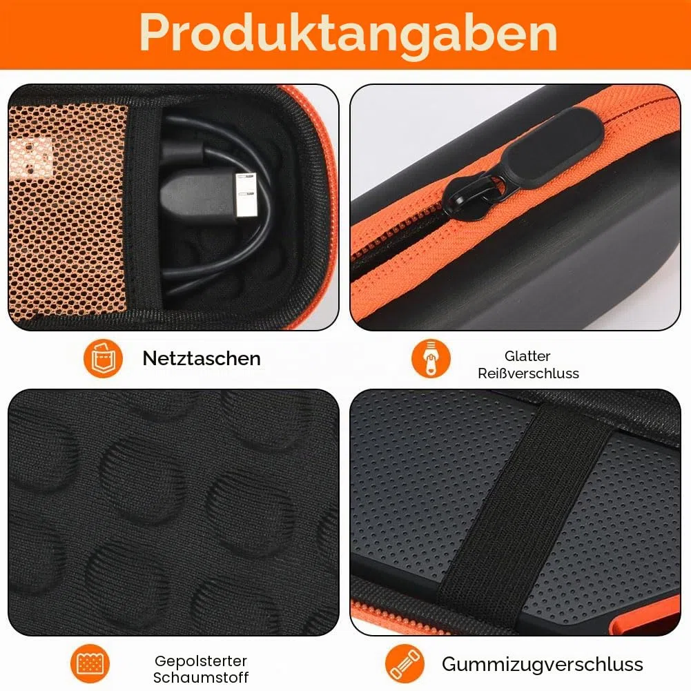 Tasche Hülle für SanDisk Extreme PRO/Extreme Portable SSD 128GB 500GB 1TB 2TB, Wasserdicht Kabeltasche Reise Tragbarer Hart Etui Case für Externe Festplatte Micro SD Karte, Orange