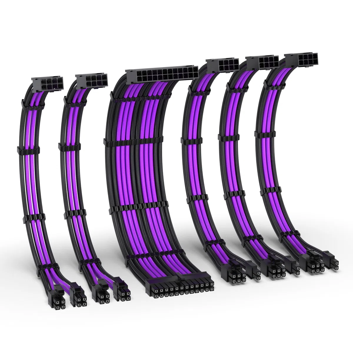 EZDIY-FAB PSU Kabel Verlängerung Kit,16AWG Verlängerungskabel für die Stromversorgung,1x24Pin/2x4+4 EPS/3x6+2 PCI-E,Kundenspezifische PC Hülse Kabel 300MM mit Kämmen-Schwarz Violett