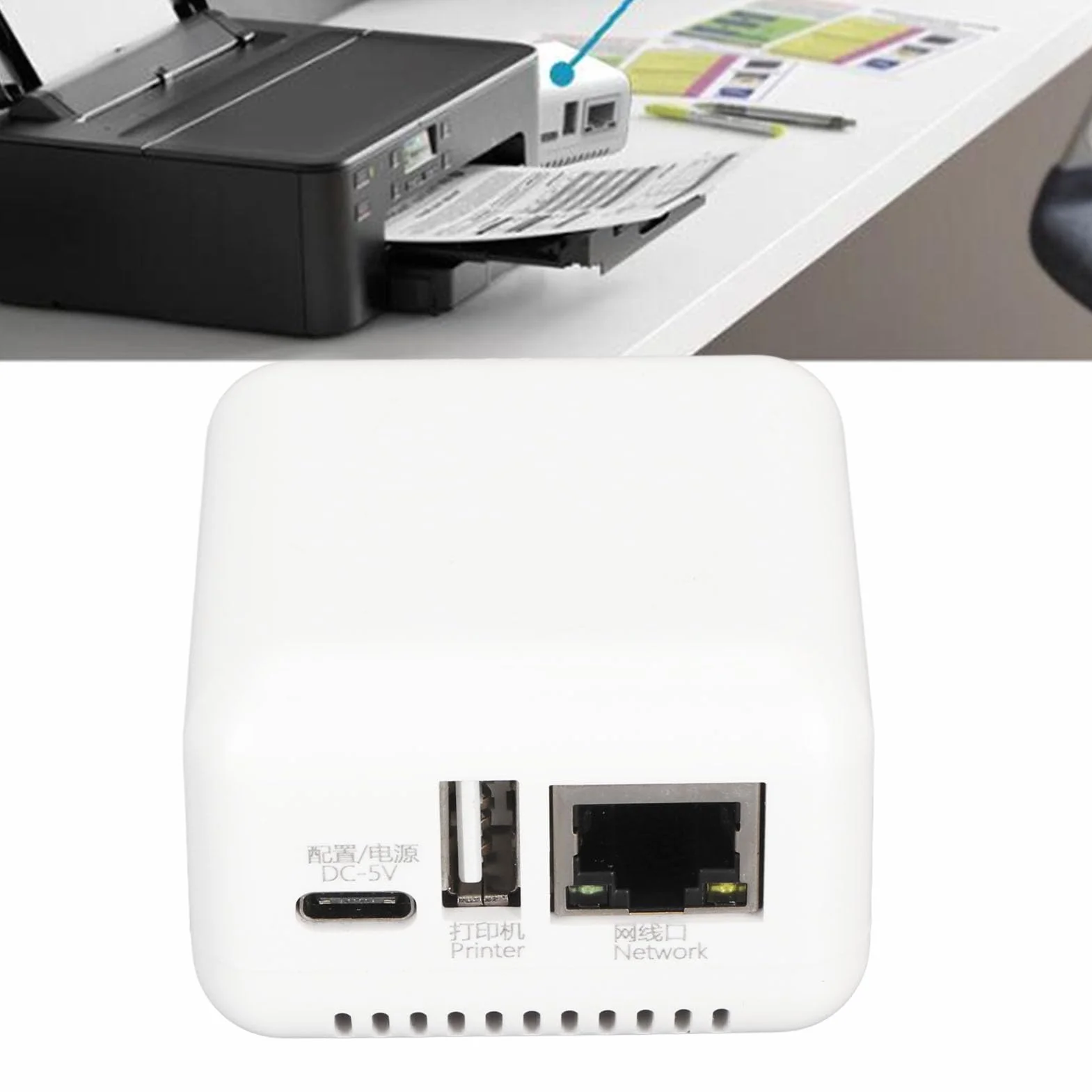 Druckserver, Netzwerk, USB 2.0, 5 V, LAN, USB-Druckserver, PC-Druckserver, für XP für (EU-Stecker), Yanmis9vc2sxm4y0-12