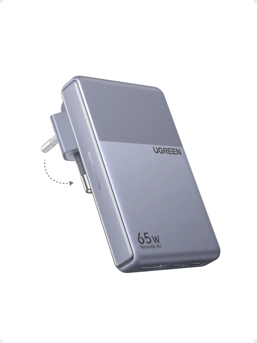 UGREEN USB C Ladegerät 65W Slim, 1,45cm Dünn, Klappbarer Stecker, 3-Port | Ultraflaches Netzteil, GaN Schnellladegerät für Reise & Büro, kompatibel mit MacBook Pro/Air/Neo, iPhone 17/16, iPad, Grau