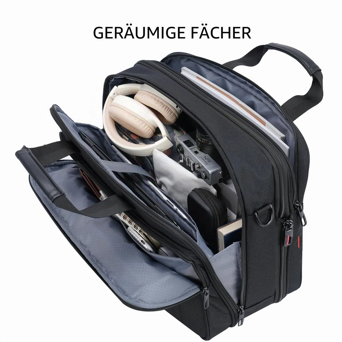 VANKEAN Laptoptasche Damen Herren Business Aktentasche 17.3 Zoll, Passend für bis zu Laptops, Wasserdichte Laptop Tasche Computertasche für Reisen/Business/Schule, Schwarz