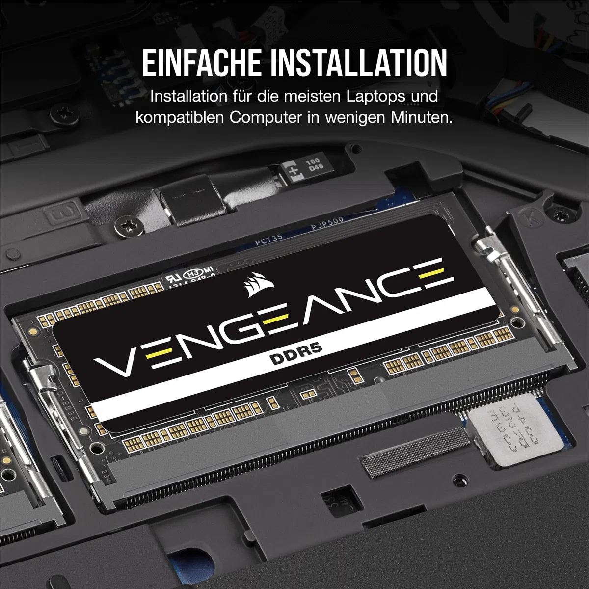 CORSAIR VENGEANCE SODIMM DDR5 RAM 32GB (2x16GB) Bis zu 5600MHz CL48-48-48-90 1.10V Intel XMP 3.0 Laptop-Speicher – Schwarz (CMSX32GX5M2A5600C48)