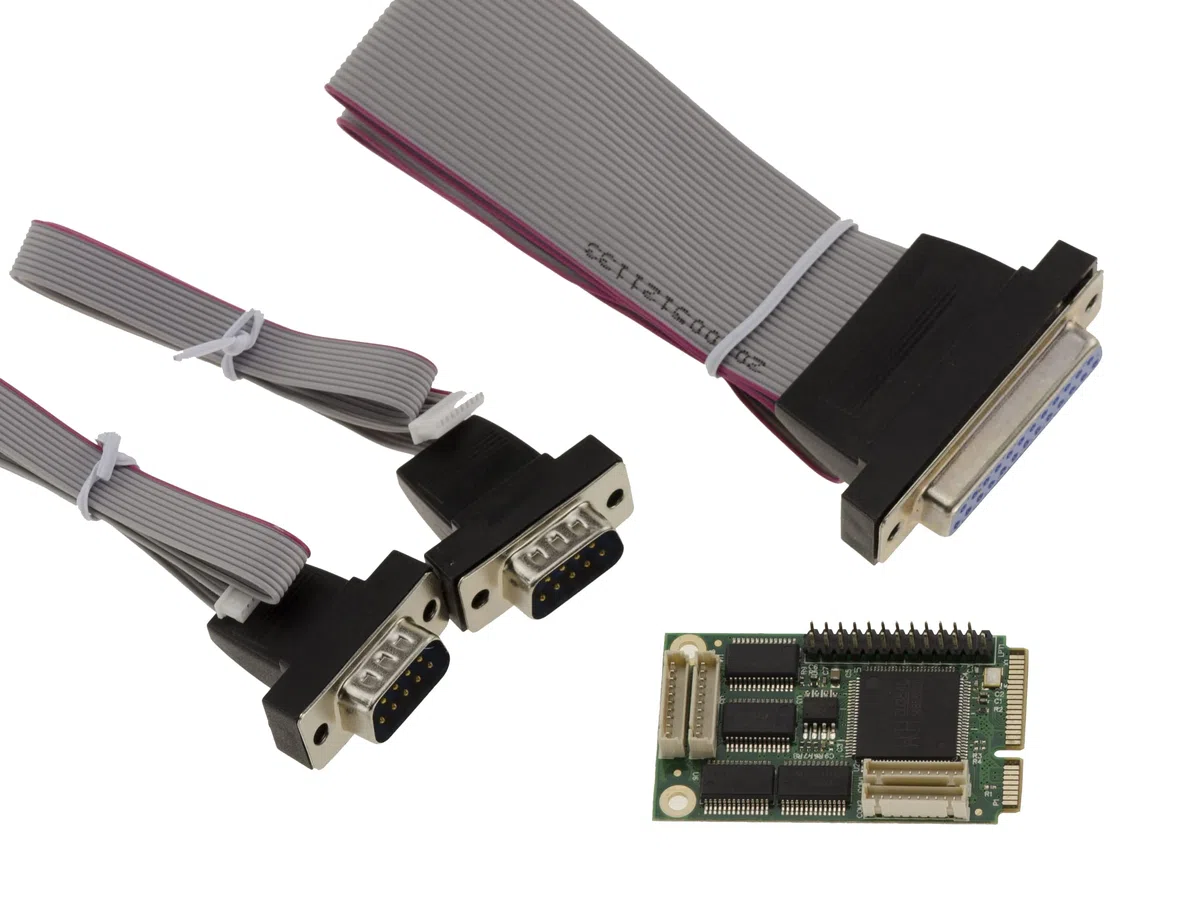 KALEA-INFORMATIQUE MiniPCIe-Karte 1 parallel Port LPT DB25 + 2 Ports COM DB9 RS232 Full Size mPCIe-Format mit Chipsatz WCH CH384L.