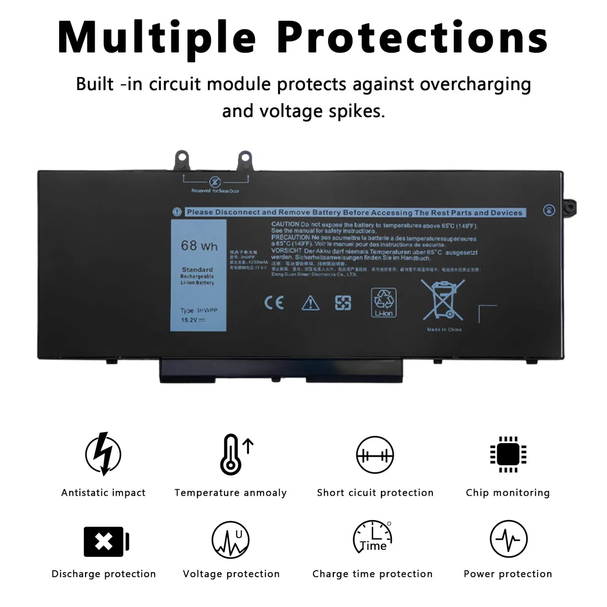 68Wh 3HWPP Kompatibel mit Dell Latitude 5410 5510 5501 5401 5411 5511 Präzision 3541 3551, Inspiron 7706 2-in-1, Inspiron 17 7500 7506 2-in-1 Schwarz 03HWPP 10X1J N2NLL 1VY7F 451-BCMN