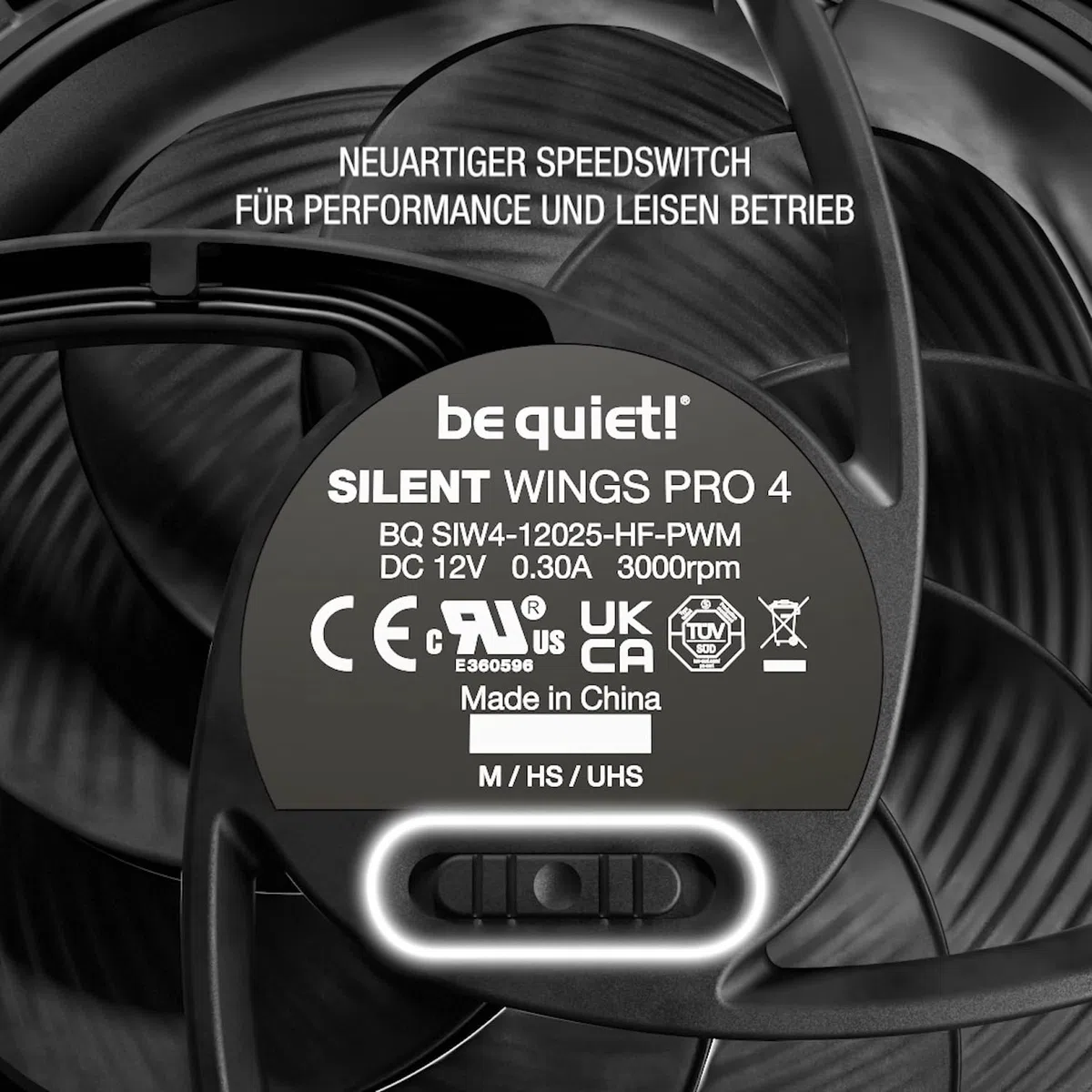 be quiet! Silent Wings Pro 4 140mm PWM Lüfter, optimierte Lüfterblätter, außergewöhnlich hohe Performance, Speed Switch für maximale PWM-Drehzahl, 6-Pol-Lüftermotor Fluid-Dynamic-Lager, Schwarz, BL099