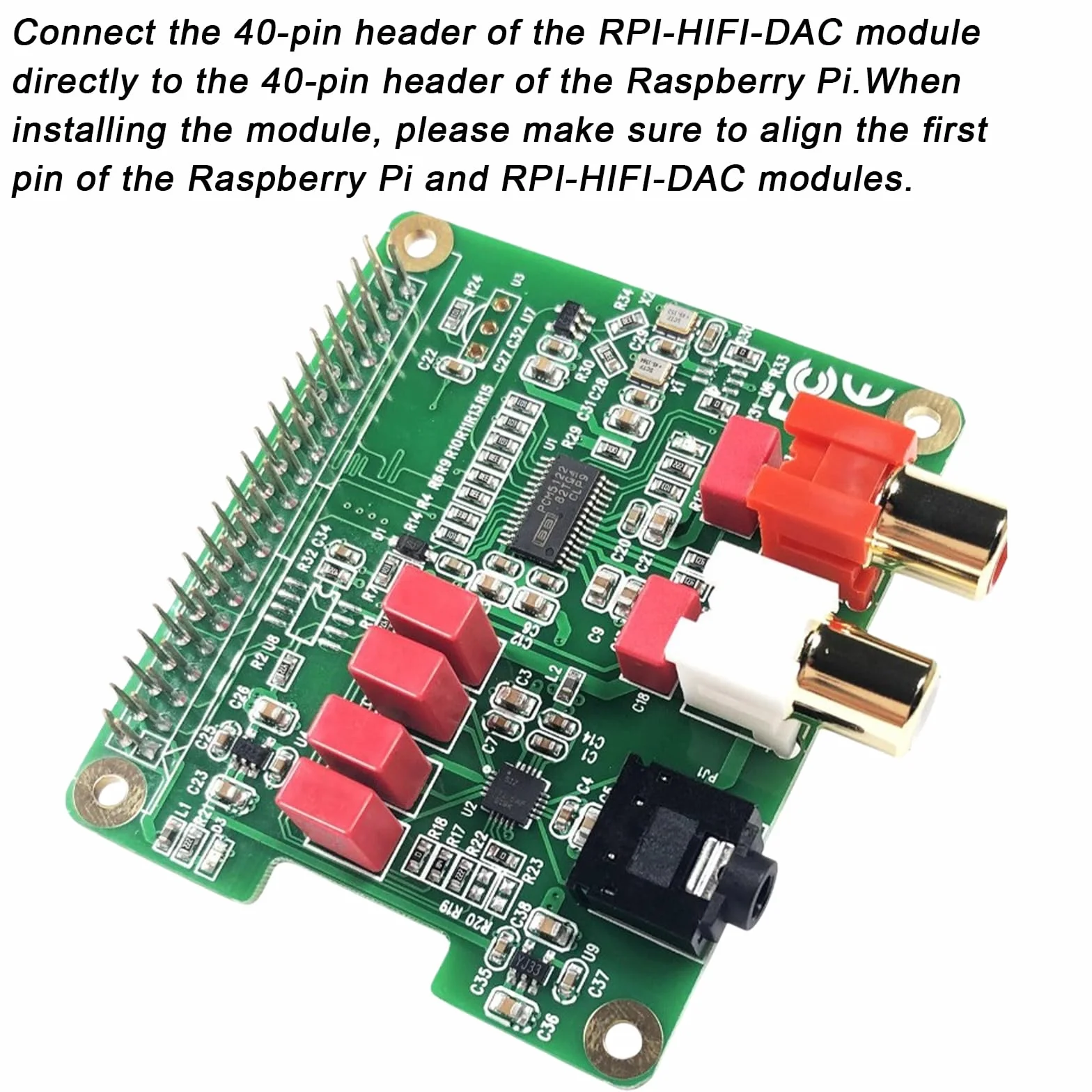 HiFi DAC HAT für Raspberry Pi 5/4/3B+/Zero, PCM5122 Audio-Karte, 384kHz/32bit HiFi Sound Shield mit RCA & 3.5mm Ausgang, Duale Oszillatoren & DOP, 112dB SNR