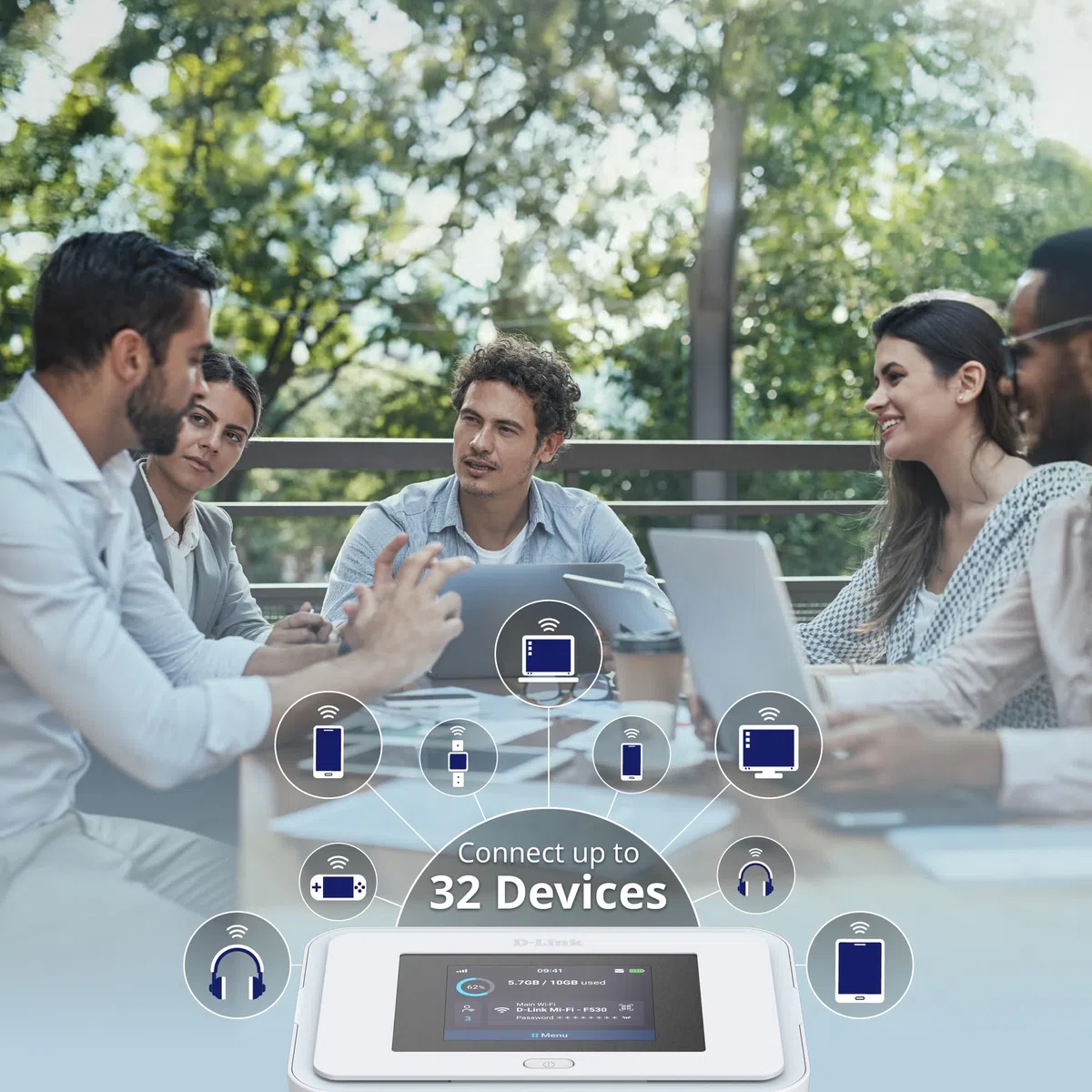 D-Link F530 5G NR AX3000 Wi-Fi 6 Mobiler Hotspot, Tragbarer 5G Router bis 7,01 Gbit/s, 2,4" Touchscreen, 32 Geräte, 5260 mAh Akku, USB-C PD, microSD, SIM-Slot, Reise WLAN Router