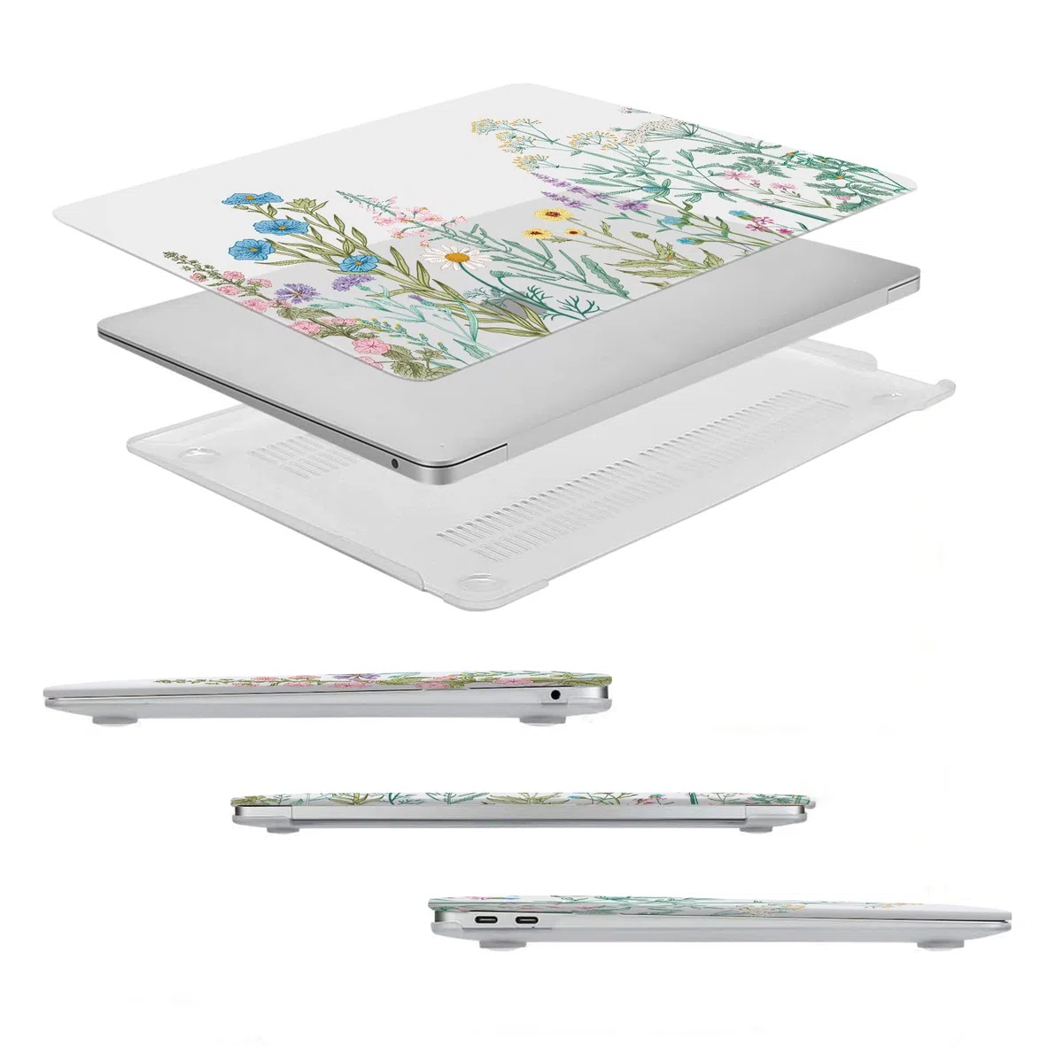 MOSISO Hülle Case Kompatibel mit MacBook Air 13 Zoll 2021 2020 2019 2018 A2337 M1 A2179 A1932 Retina Display, Plastik Lebendige Blume Hartschale&Tastaturschutz&Displayschutzfolie,Transparent
