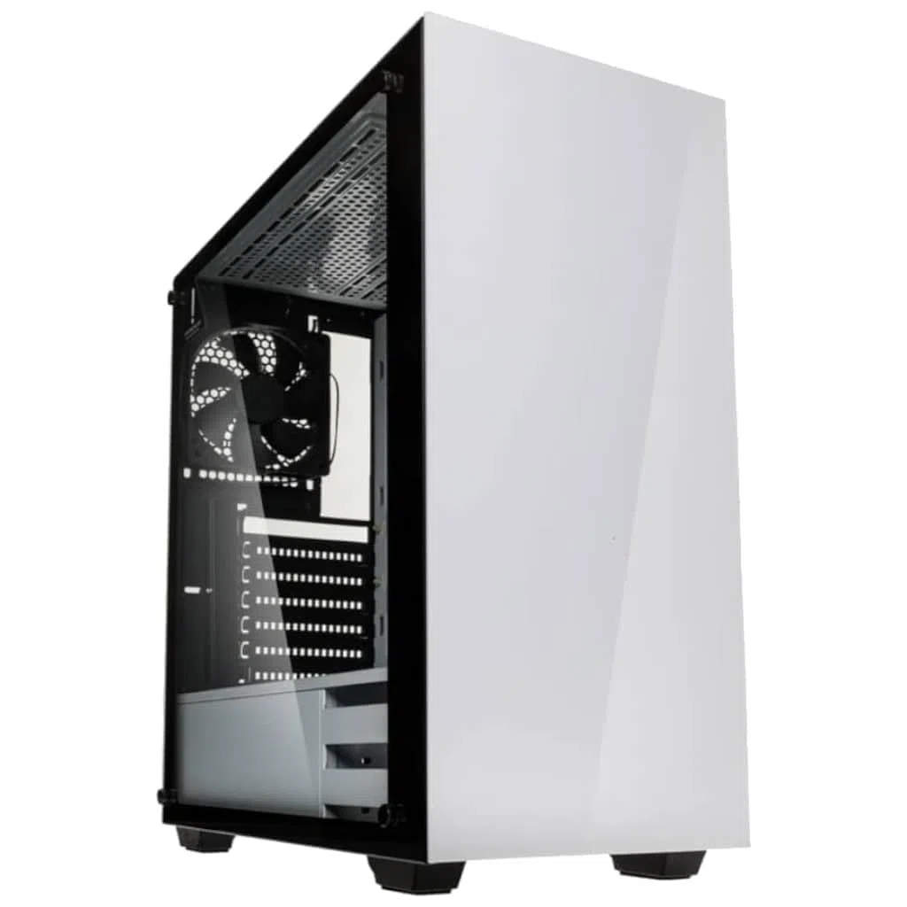 KOLINK Stronghold Midi-Tower Mini-ITX bis E-ATX, PC Hülle mit Seitenfenster, Tempered Glass Computergehäuse, PC Case Computer Gehäuse mit lüfter, Weiß, Stronghold White