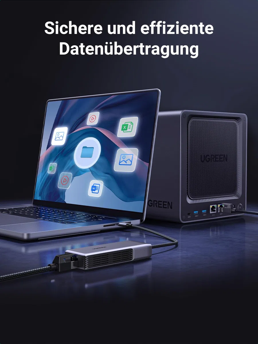 UGREEN 5Gbps USB C LAN Adapter Ethernet Adapter 5000Mbps RJ45 Netzwerkadapter kompatibel mit NAS, MacBook Pro M4, Mac mini M4, XPS usw.
