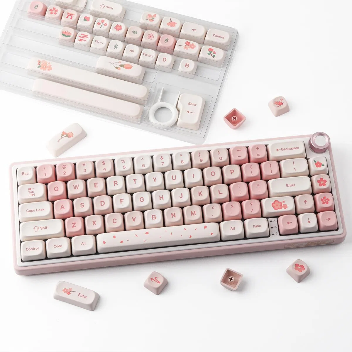 Sunzit PBT Pink Keycaps,143 Tasten Cute MOA Profile Dye Sublimation Custom Keycap Set für Cherry MX Switches ISO/ANSI UK Layout 104/87/74/61 60 Mechanische Gaming Tastatur