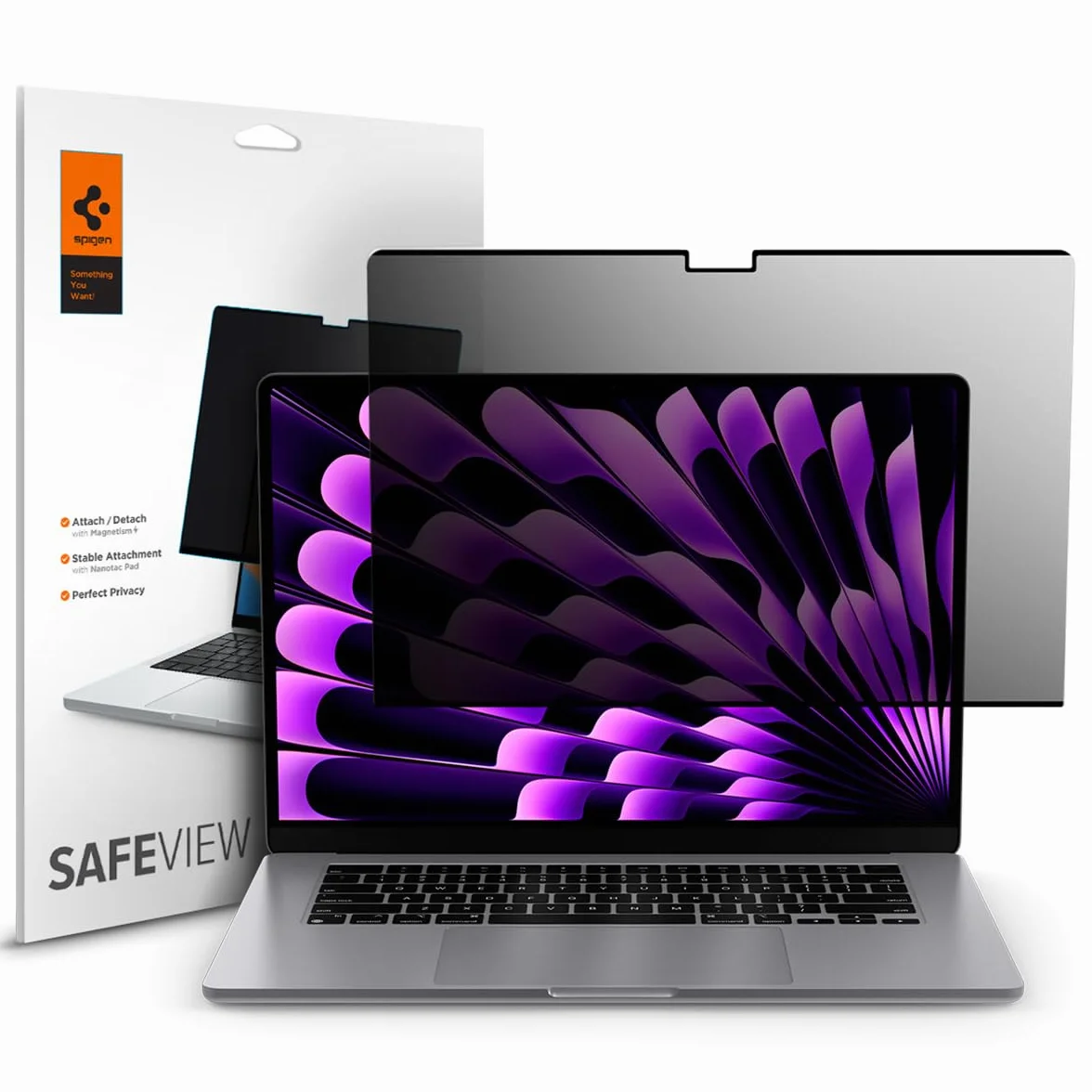 Spigen SafeView Magnetischer Blickschutzfilter für MacBook Air 15 Zoll (M5 2026 / M4 2025 / M3 2024 / M2 2022), Sichtschutzfilter, Blendschutz, Anti-Fingerabdruck, Abnehmbare Magnetfolie