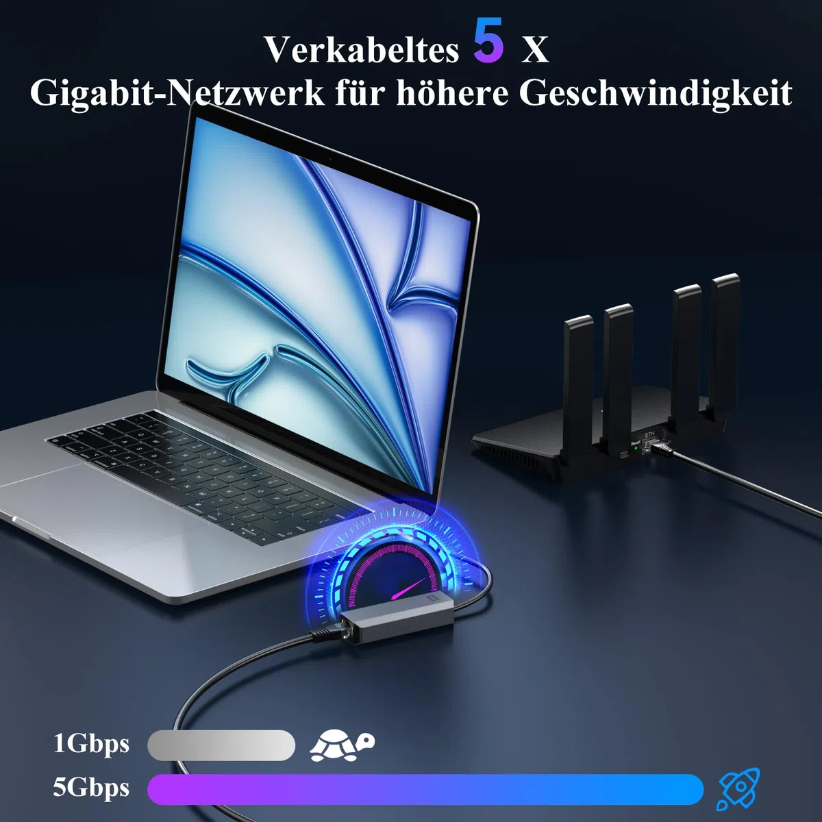 Minthouz USB LAN Adapter,5G Ethernet Adapter,Aluminium RJ45 USB C auf Netzwerkadapter für Dell/HP/Mac,Thunderbolt 4/3 LAN Ethernet Stecker mit 10G Spec für NAS Windows, MAC, Linux