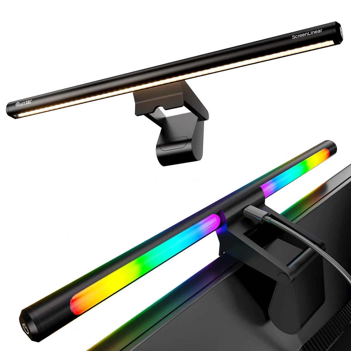 Quntis Computer Monitor Lampe mit Gaming Deko RGB Hintergrundbeleuchtung, 40cm Monitor Light Bar mit Touch Control, Anti-blaues Licht, USB Bildschirmlampe mit einstellbarer Farbtemperatur Helligkeit