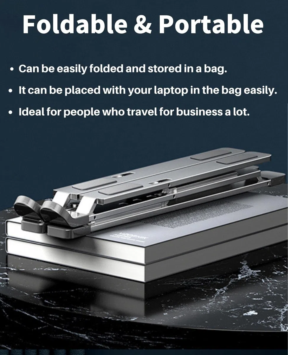 Laptop Ständer,Aluminium Höhenverstellbarer Belüfteter Notebook Ständer,Faltbarer tragbarer Laptop Stand Halterung alle 10-15,6 ” Laptops Tablet (Schwarz)