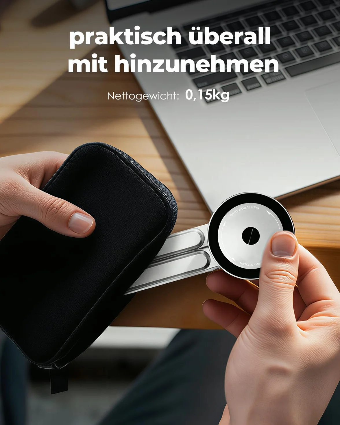 SupeDesk Laptop Ständer tragbar,3-in-1 höhen- und winkelverstellbarer Laptopständer aus leichter Aluminiumlegierung,magnetisch,hochbelüfteter & ergonomischer Laptop Stand für 4-16” Laptop/Tablet/Handy