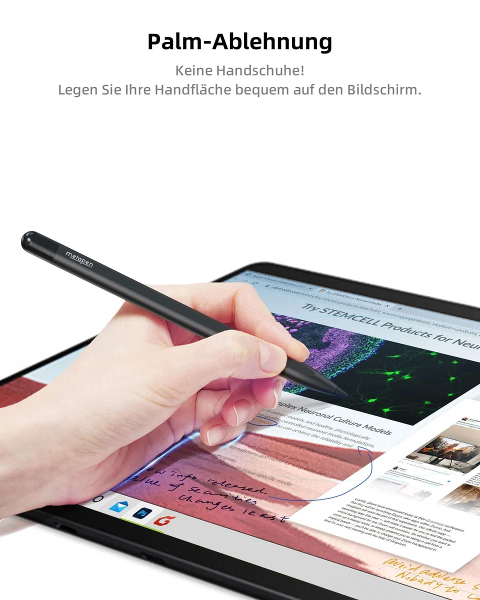 Metapen Stift M1 für Surface, 1024 Druckstufe, USB-C-Aufladung (300 Stunden Akkulaufzeit), Eingebaute Doppelmagnete, Tablet Pen mit Surface Pro X/8/7/6/5/4/3, Surface 3