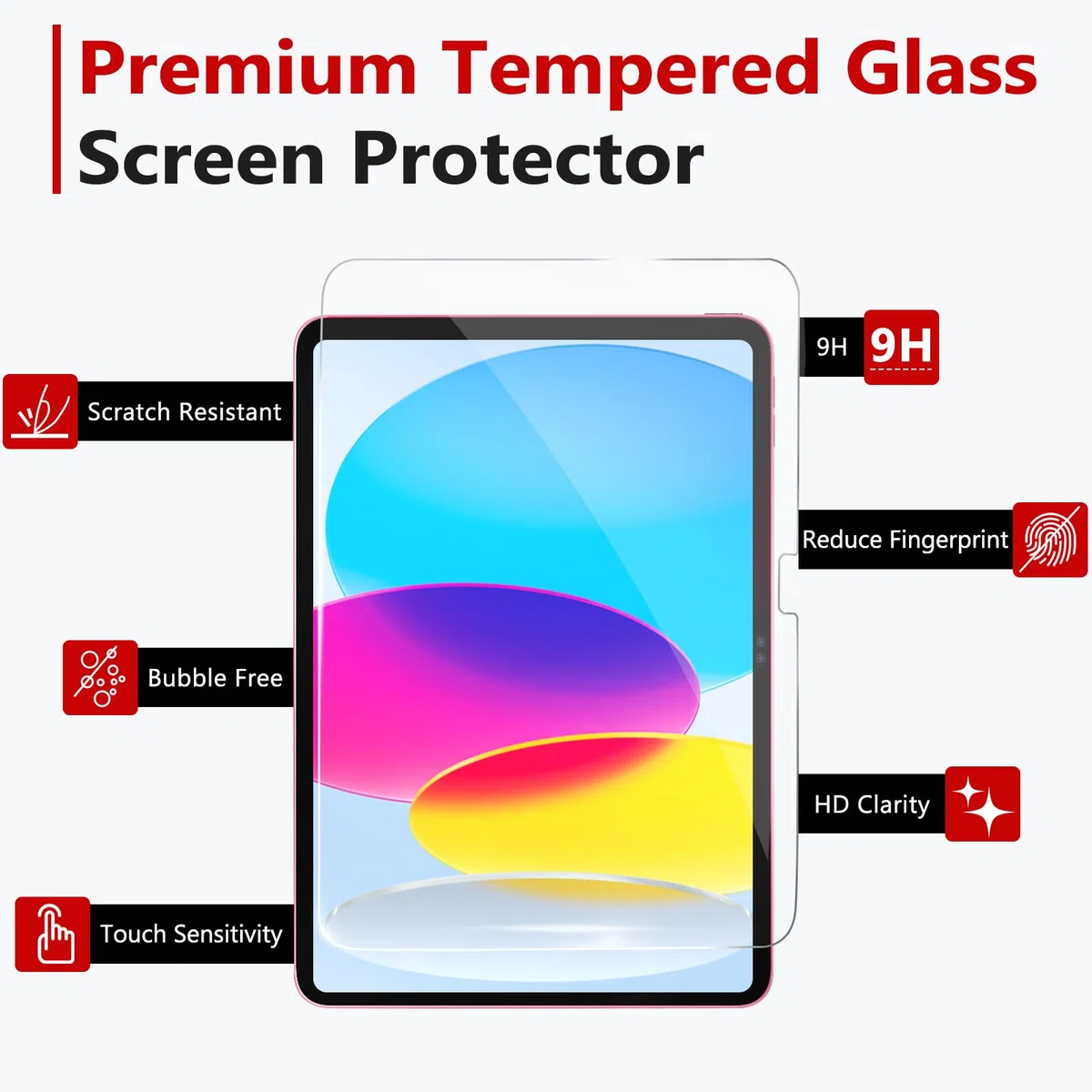 BERSEM Schutzfolie für iPad 10./11. Generation A16 (10,9/11 Inch, 2022/2025), 9H Gehärtete Glas Folie, HD-Klarheit, Kratzfest, Fallfreundlich, mit Einfacher Anbringungsschale, 1 Stück