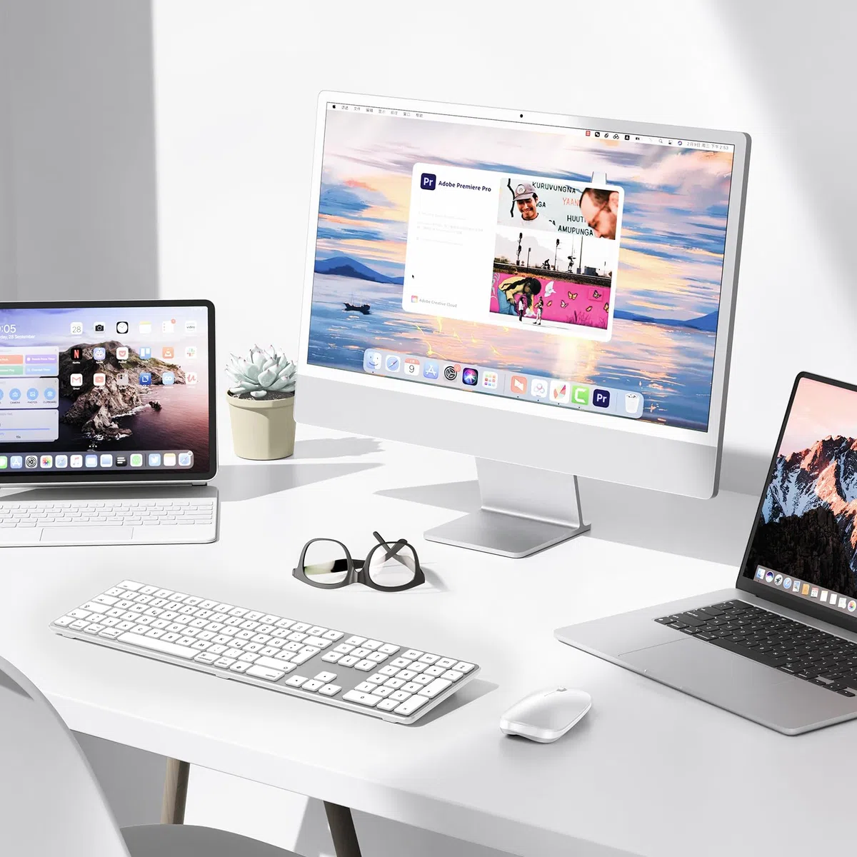 OMOTON Bluetooth Mac Tastatur, Kabellose Tastatur und für Apple MacBook Pro/Air, iMac, iMac Pro, Mac mini, wiederaufladbare mit 3 Bluetooth Kanälen, QWERTZ DE-Layout