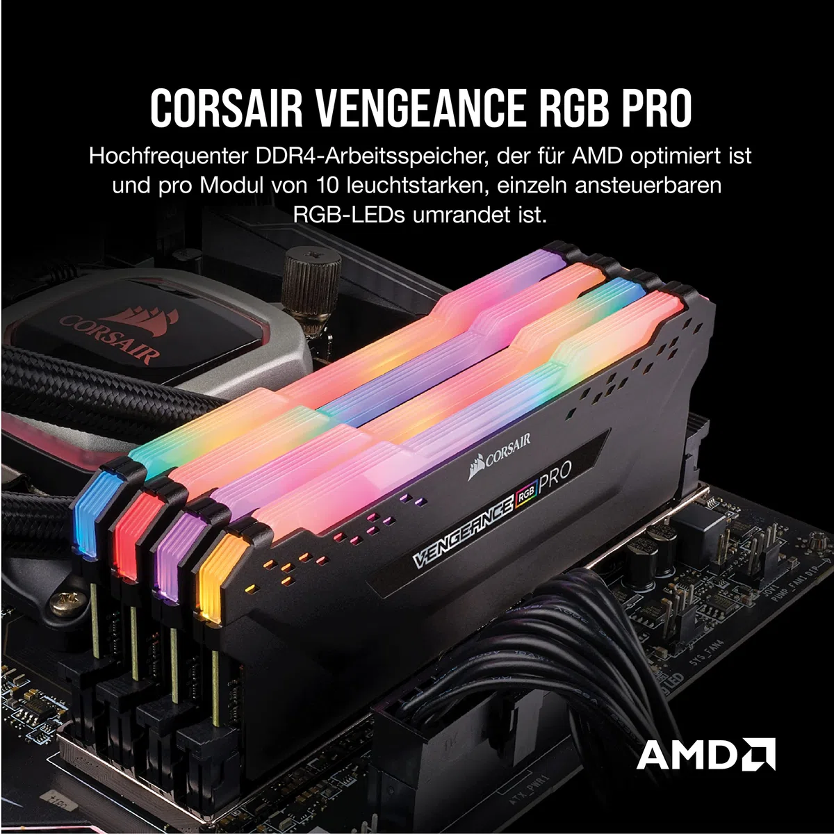 CORSAIR Vengeance RGB PRO DDR4 RAM 32GB (2x16GB) Bis zu 3600MHz CL18-22-22-42 1.35V Intel AMD Desktop-Computer-Speicher – Schwarz (CMW32GX4M2Z3600C18)