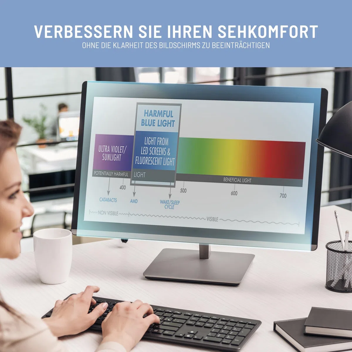 VistaProtect Premium Anti-Blaulichtfilter für Computermonitore, Abnehmbar (26" bis 27" Zoll)
