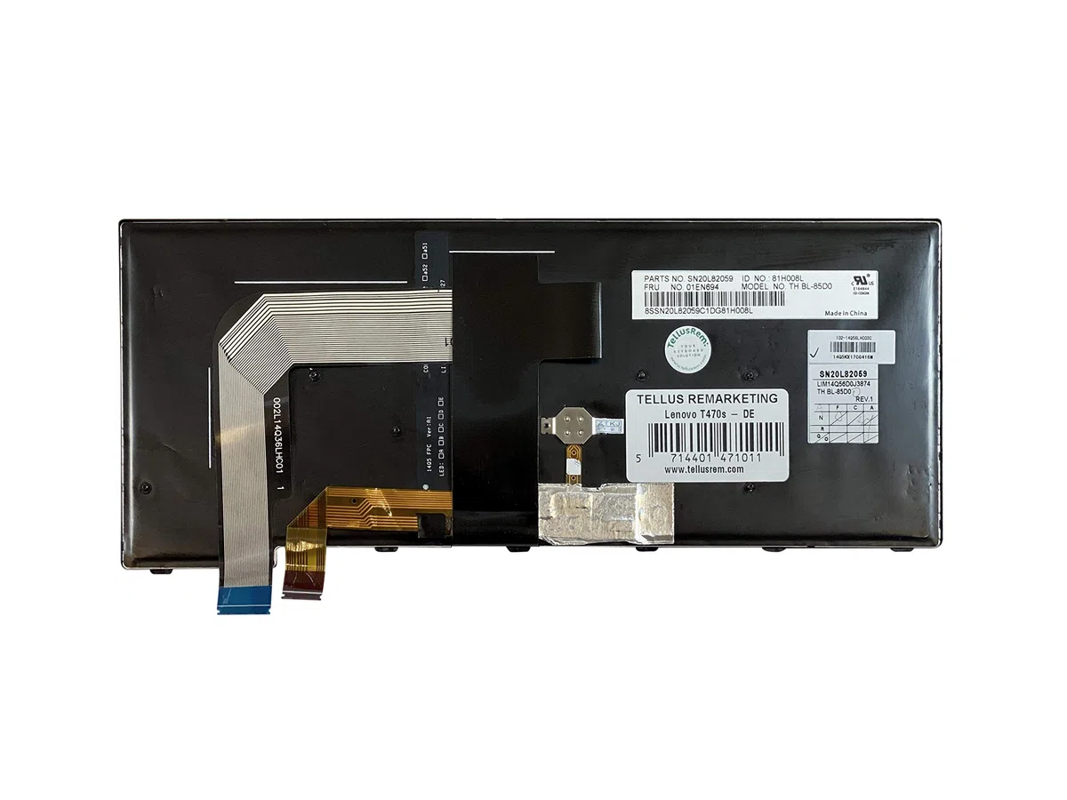 Lenovo ThinkPad T460s T470s Ersatztastatur mit Hintergrundbeleuchtung, Deutsch QWERTZ, Schwarz, TrackPoint, OEM Qualität, FRU-kompatibel 01YT100 01YR046