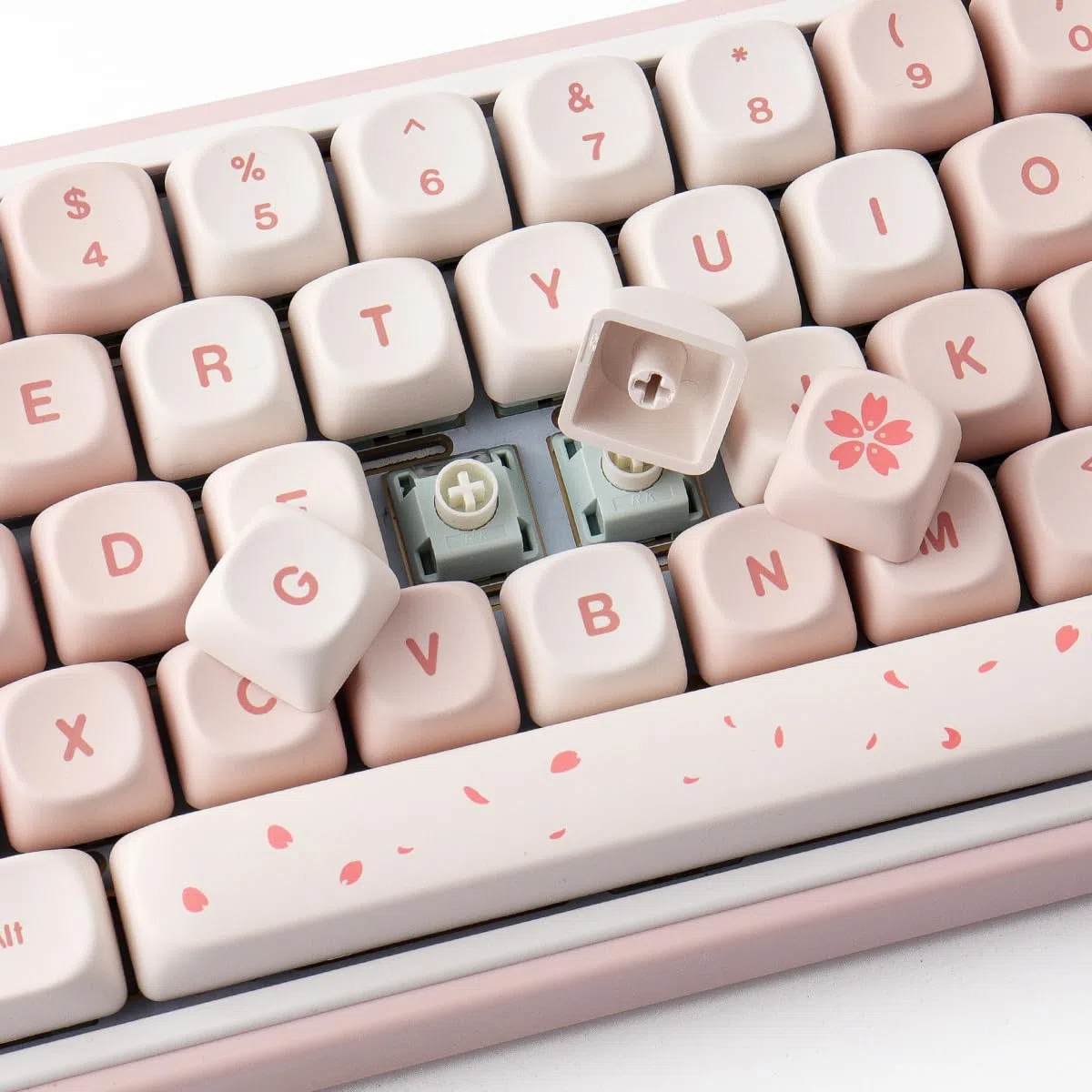 Sunzit PBT Pink Keycaps,143 Tasten Cute MOA Profile Dye Sublimation Custom Keycap Set für Cherry MX Switches ISO/ANSI UK Layout 104/87/74/61 60 Mechanische Gaming Tastatur