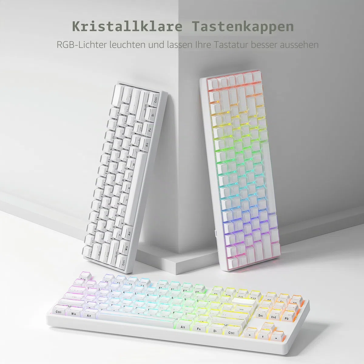 Womier Keycaps – Crystal Jelly Keycaps für 60, 65, 75, 100% Tastaturen, Bedruckte Tastenkappen, 113-Tasten-OEM-Profil für 61/68/84/87/98/100 Cherry Gateron MX mechanische Tastaturen, Weiß