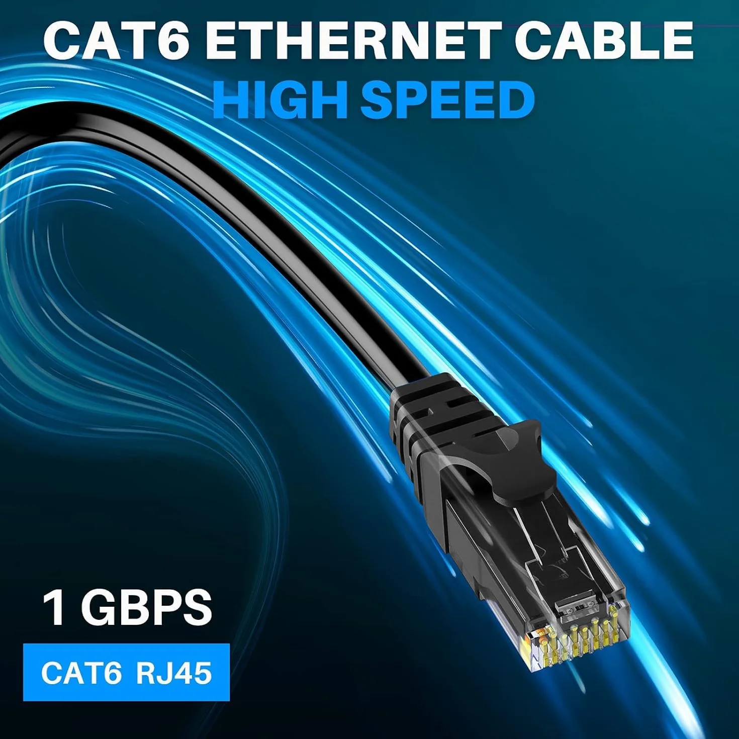 CAT 6 Ethernet Kabel 100 Meter-Schwarz für Außen&Innenbereich,wasserdicht,direkte Verlegung,Gigabit Netzwerkkabel,UTP,CCA,RJ45-LAN-Patchkabel für POE-Kamera,Router,Modem,Switch+25 Kabelbindern