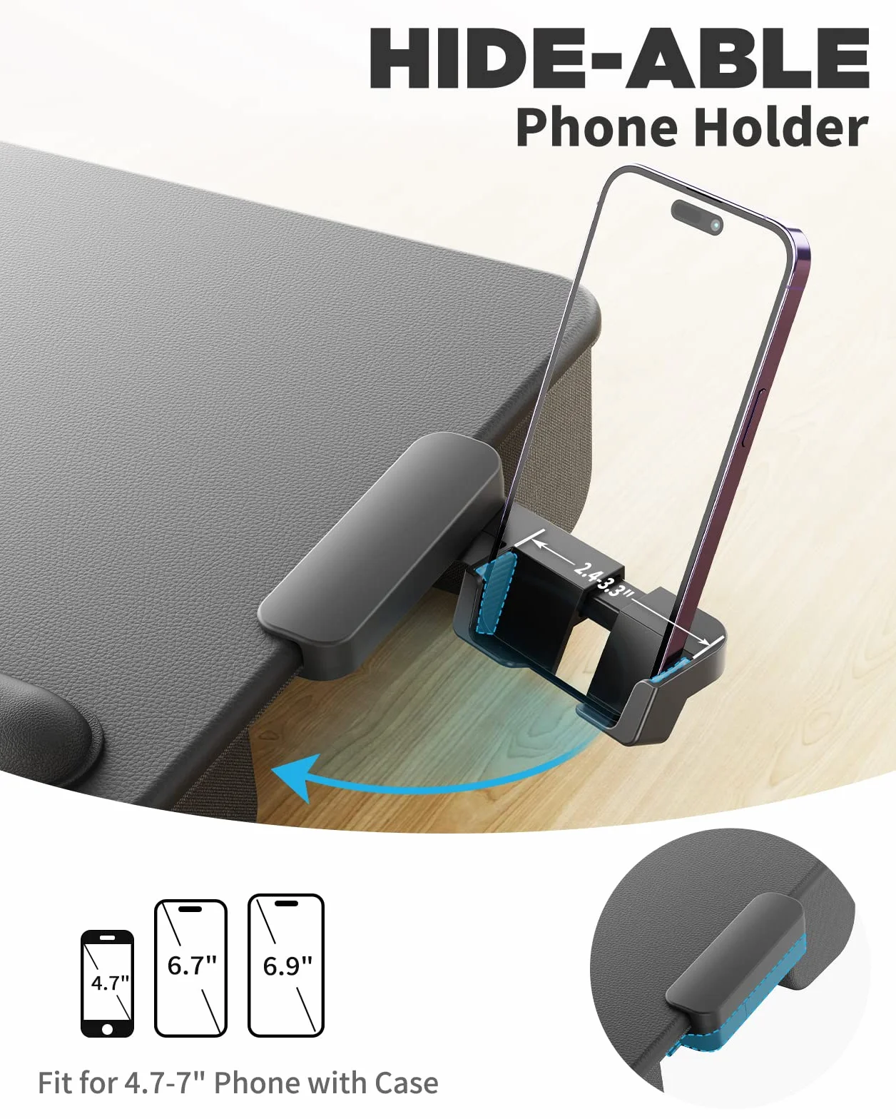 Laptopkissen, Laptop Ständer Bett, SAIJI Stabil Laptop Kissen, neues Komfortables Leder, bis zu 17", mit Handgelenkauflage, Handyhalterung, Schublade, für Sofa, Bett, Tisch