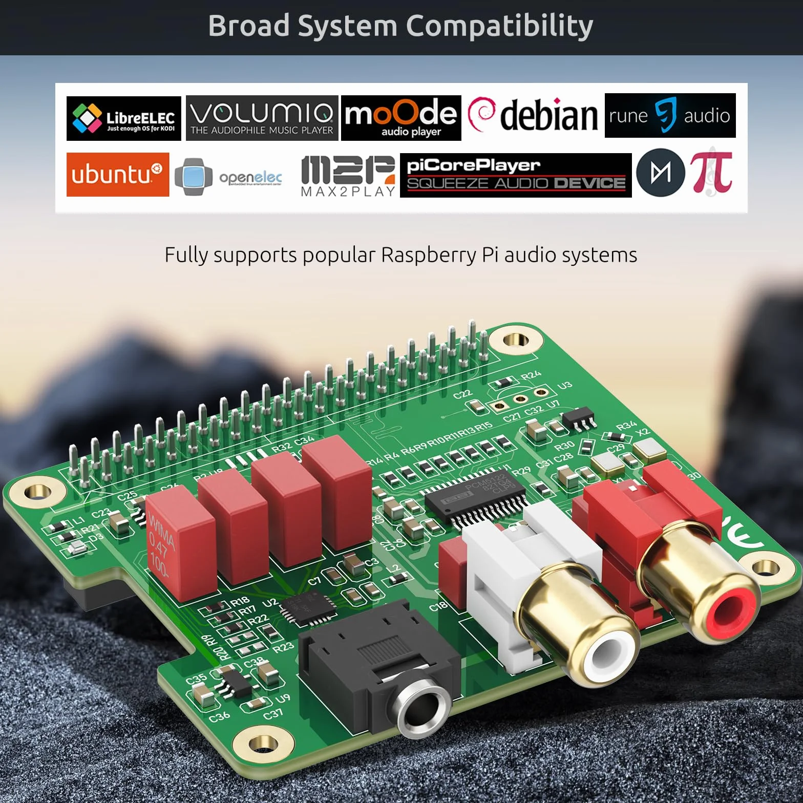 InnoMaker HiFi DAC HAT für Raspberry Pi 5/4/3B+/Zero | PCM5122 384kHz/32bit DAC Audio-Erweiterungskarte | Duale Oszillatoren & DOP | RCA/3.5mm Ausgang, 112dB SNR