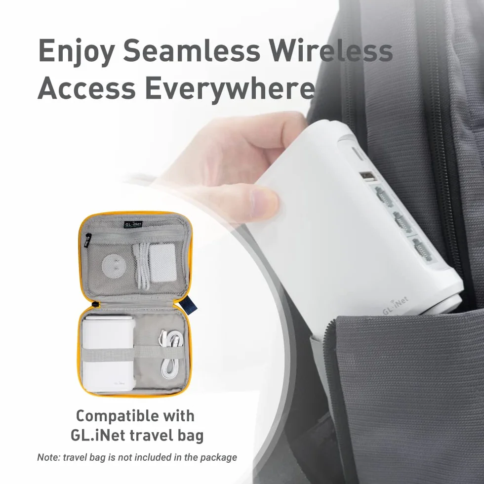 GL.iNet GL-SFT1200 (Opal) Mobile Reise-Router, AC1200 WiFi Router, VPN Mobiler WLAN Router Mobil, Pocket WiFi, 3X Gigacube Port, Travel WLAN Access Point for Glasfaser Modem, Openwrt/Wireguard/Home