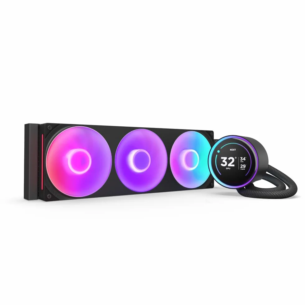 NZXT Kraken Serie – AIO CPU-Flüssigkeitskühler – Anpassbares LCD-Display – Hochleistungs-Lüfter – Kompatibel mit Intel® & AMD® Sockel – Elite 360 RGB – Schwarz