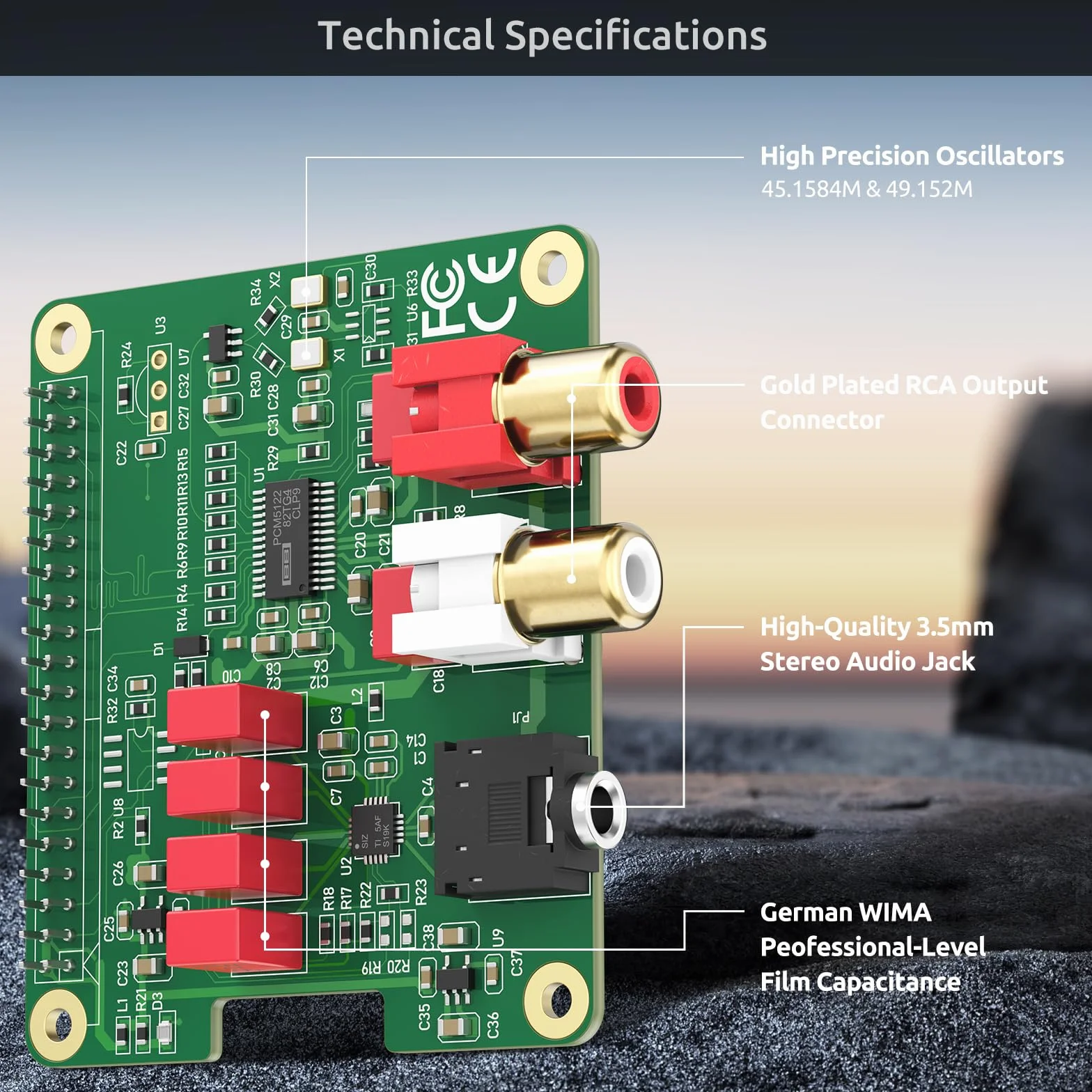 InnoMaker HiFi DAC HAT für Raspberry Pi 5/4/3B+/Zero | PCM5122 384kHz/32bit DAC Audio-Erweiterungskarte | Duale Oszillatoren & DOP | RCA/3.5mm Ausgang, 112dB SNR